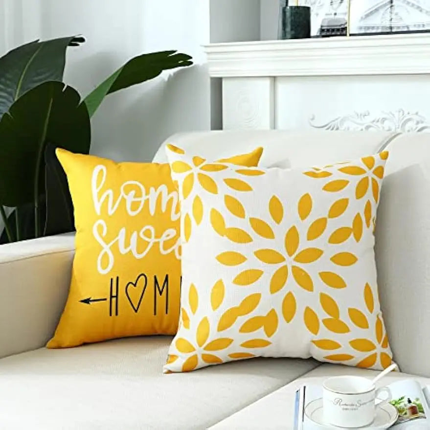 Cushion cover 45x45 cm square yellow geometric letters modern decorative cushion cover for pillows living room sofa home decor