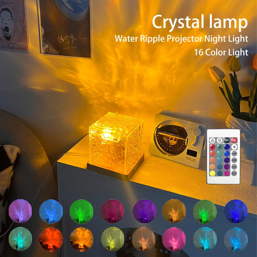 Rotating Water Ripple Night Light