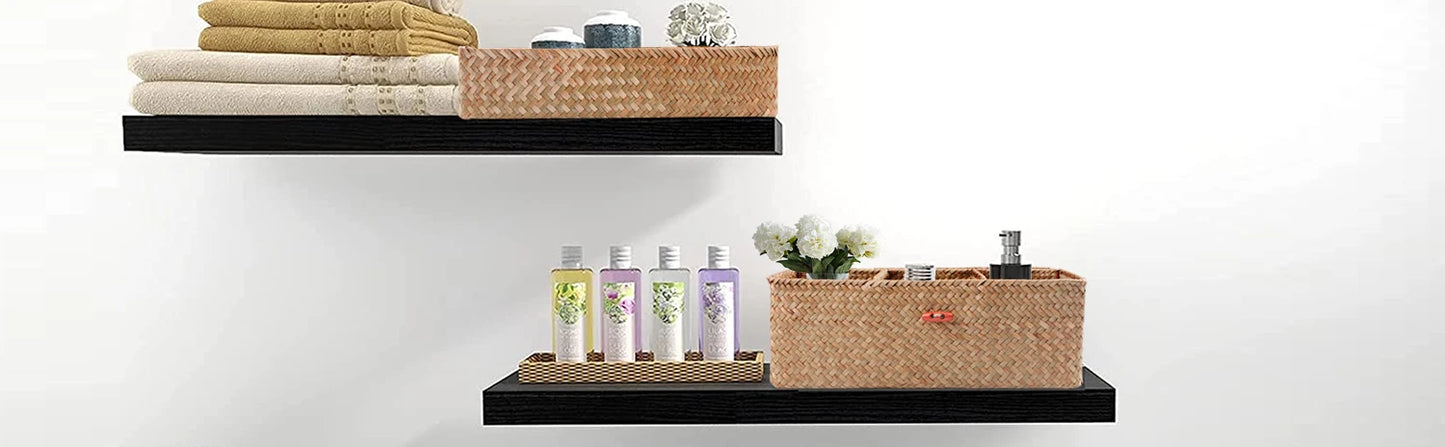 Hand Woven Storage Baskets With Lid Dust Clothing Storage-Box Rectangular Wardrobe Container Sundries Organizer 3 Grids