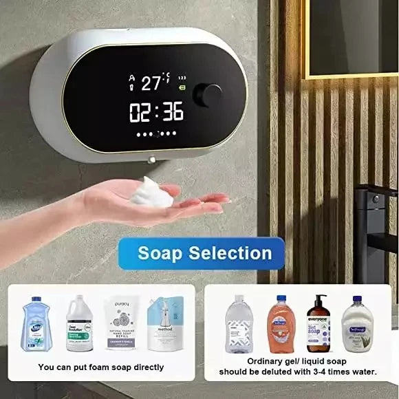 Creative Liquid Foam Soap Dispensers Time Temperature Display Human Body Induction Hand Wash Waterproof Automatic Soap Dispenser