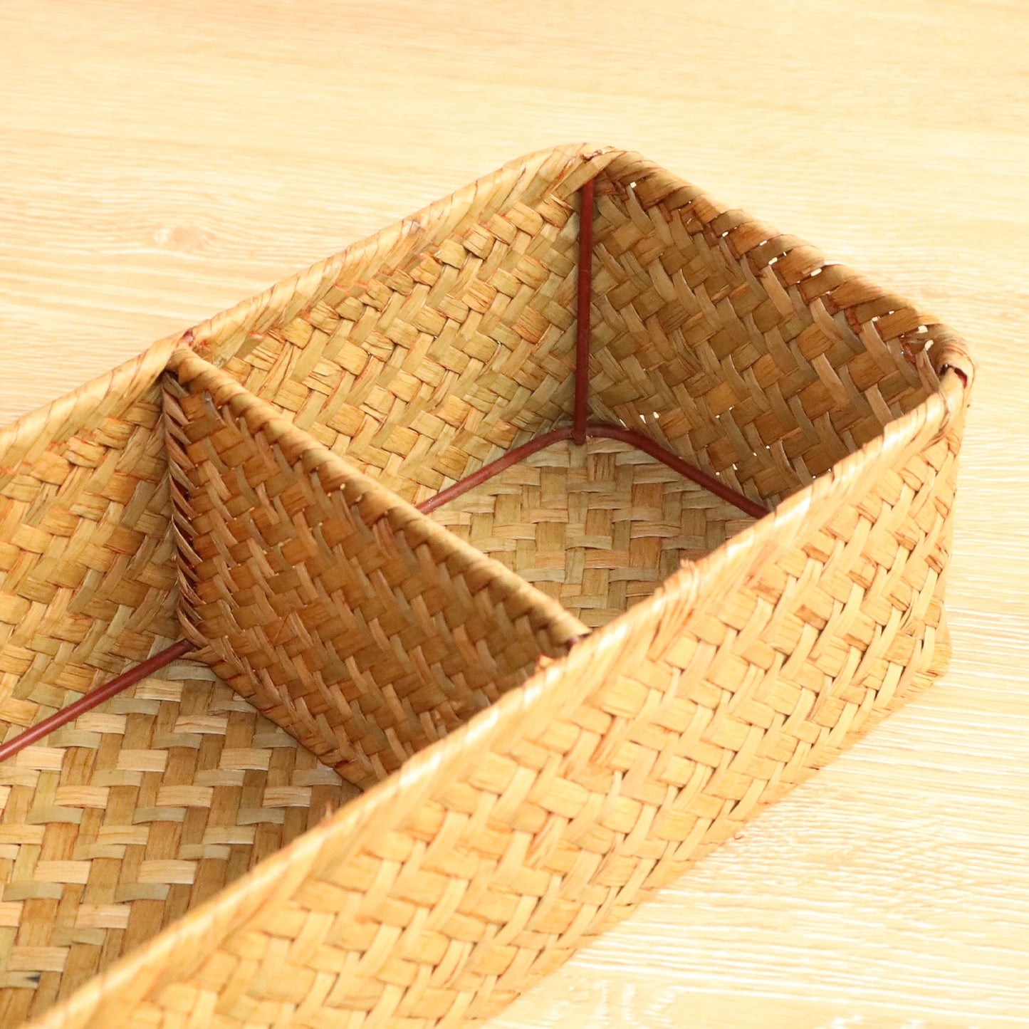 Hand Woven Storage Baskets With Lid Dust Clothing Storage-Box Rectangular Wardrobe Container Sundries Organizer 3 Grids