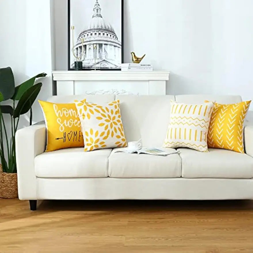 Cushion cover 45x45 cm square yellow geometric letters modern decorative cushion cover for pillows living room sofa home decor