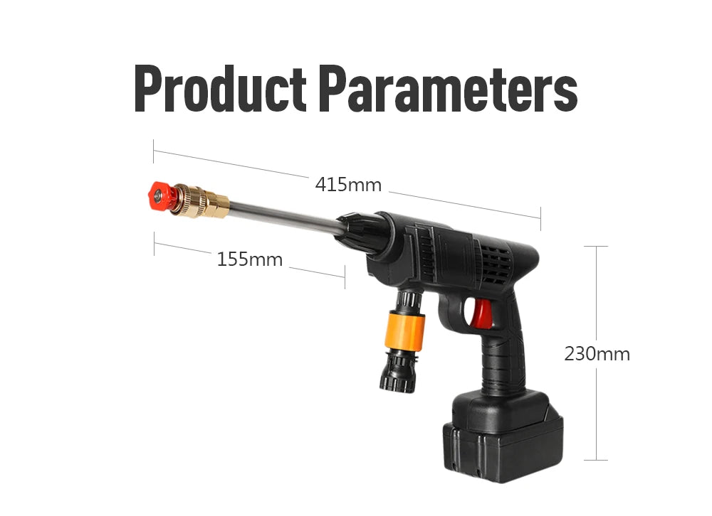 Portable High Pressure Washer 30Bar Car Water Gun Lithium Battery Charging Wireless Spray Cleaner Pump Washing Machine