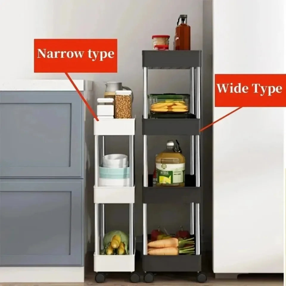 Slim Rolling Storage Cart On Wheels Utility Slide 3/4 Tier Bathroom Trolley Bookshelf Organize Snacks Carts Kitchen Bedroom Rack