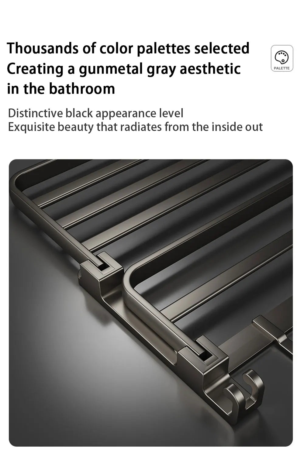 WY008-3 Bi-Fold 24 Inch Towel Rack with Bar Holder Shelf Movable Hooks Rust Proof Towel Storage Wall Mount for Bathroom