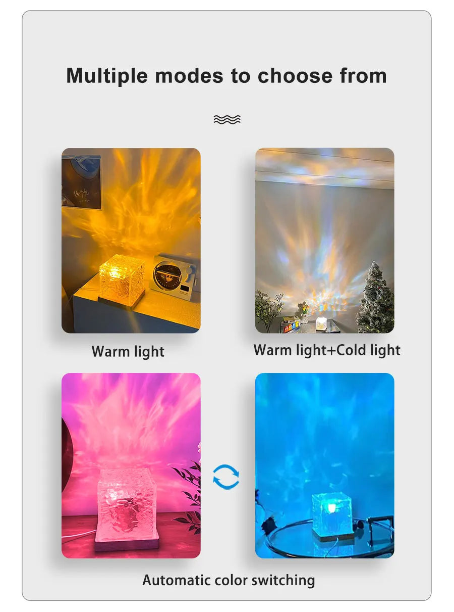 Rotating Water Ripple Night Light